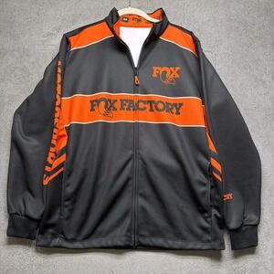 Fox Factory Mens Track Jacket Black Orange Full Zip Motorsport Size Medium
